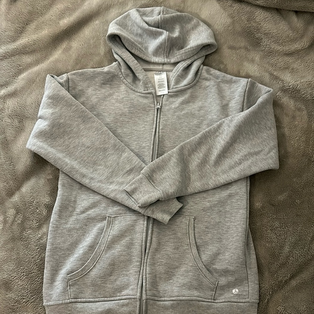 Grey danskin zip up with hood and pockets